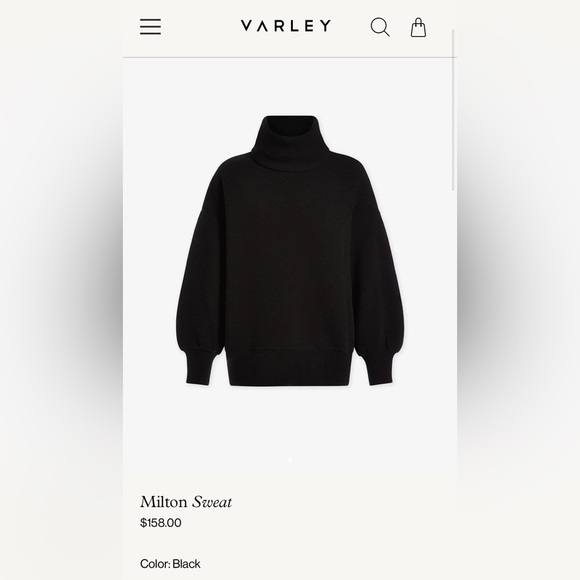 Varley Women’s Milton Cowl Neck Sweatshirt Athletic Workout Casual Black Small - Picture 1 of 11
